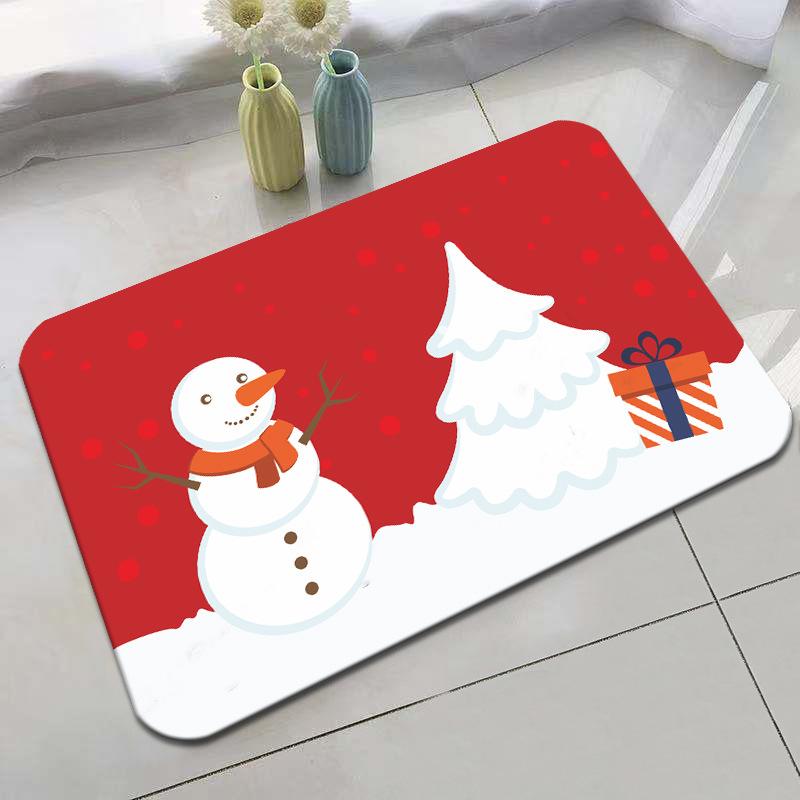 Christmas Floor Mat Festive Atmosphere Feeling Absorbent Non-slip Foot Mat Household Door Floor Mat