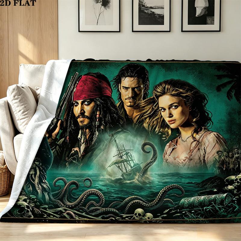 Captain Jack Print Flannel Blanket High Quality Warm Comfortable Cover for All Seasons Perfect for Gifts Home Decor