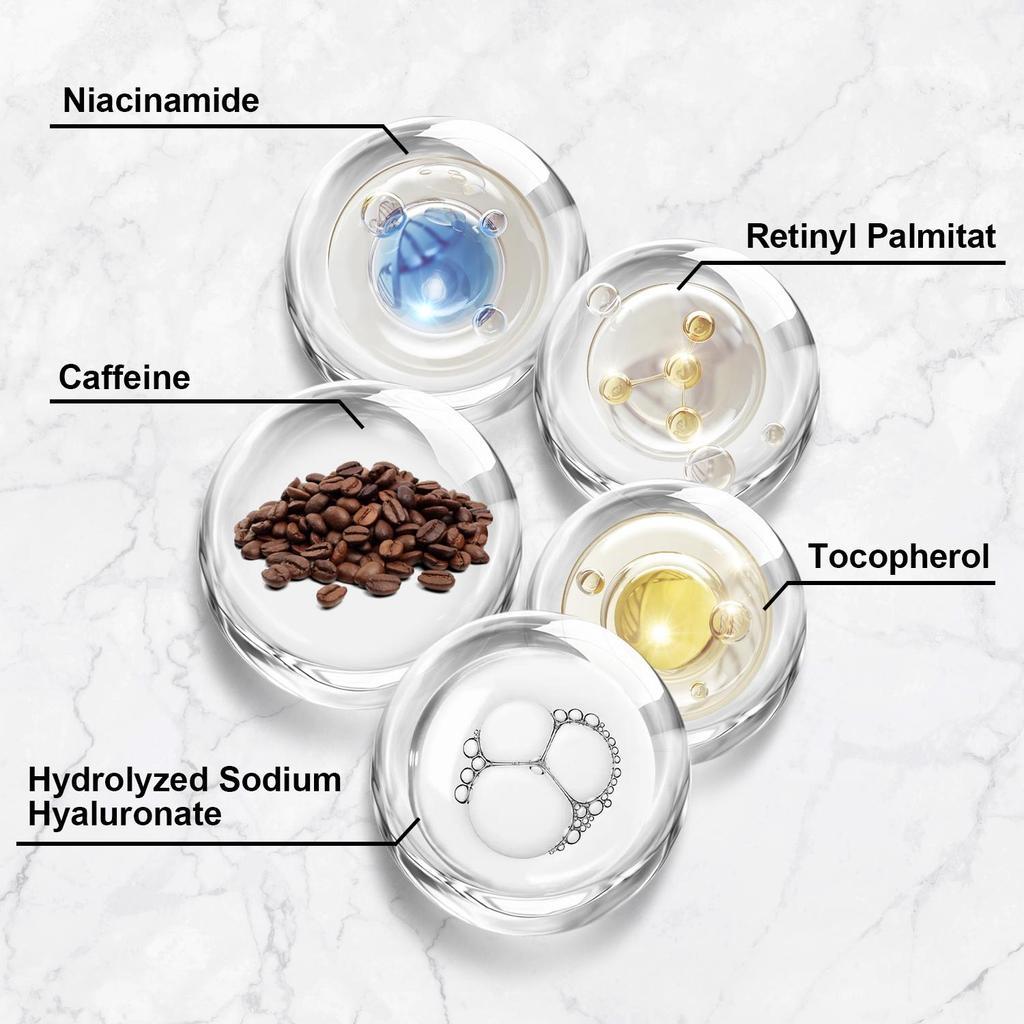 Сыворотка для кожи вокруг глаз с кофеином - глубоко увлажняет кожу вокруг глаз, укрепляет и подтягивает нежную кожу под глазами, ежедневная сыворотка для кожи вокруг глаз для всех типов кожи, 15 мл