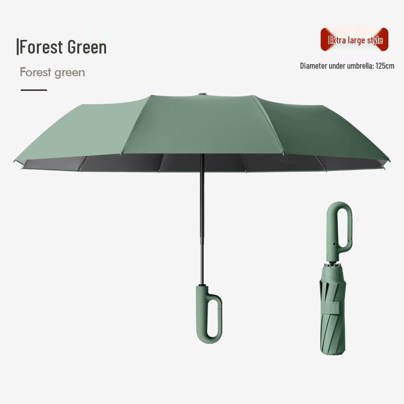 Custom Automatic Buckle Umbrella - Large, Thickened, UV Protection, Black Glue Canopy, Logo Option, Folding Design.