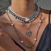 Нержавеющая Сталь Чеканный Спиральный Солнечный Кулон Ожерелье 18K Золото PVD Покрытие Водонепроницаемое Украшение Подарок Повседневное Гипоаллергенное