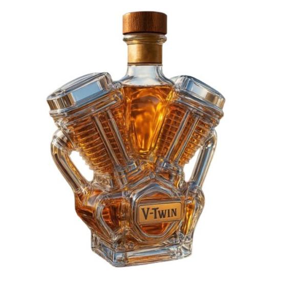 Whiskey Bottle Motorcycle Engine Decanter Handmade Glass Bottle Mechanical Aesthetics