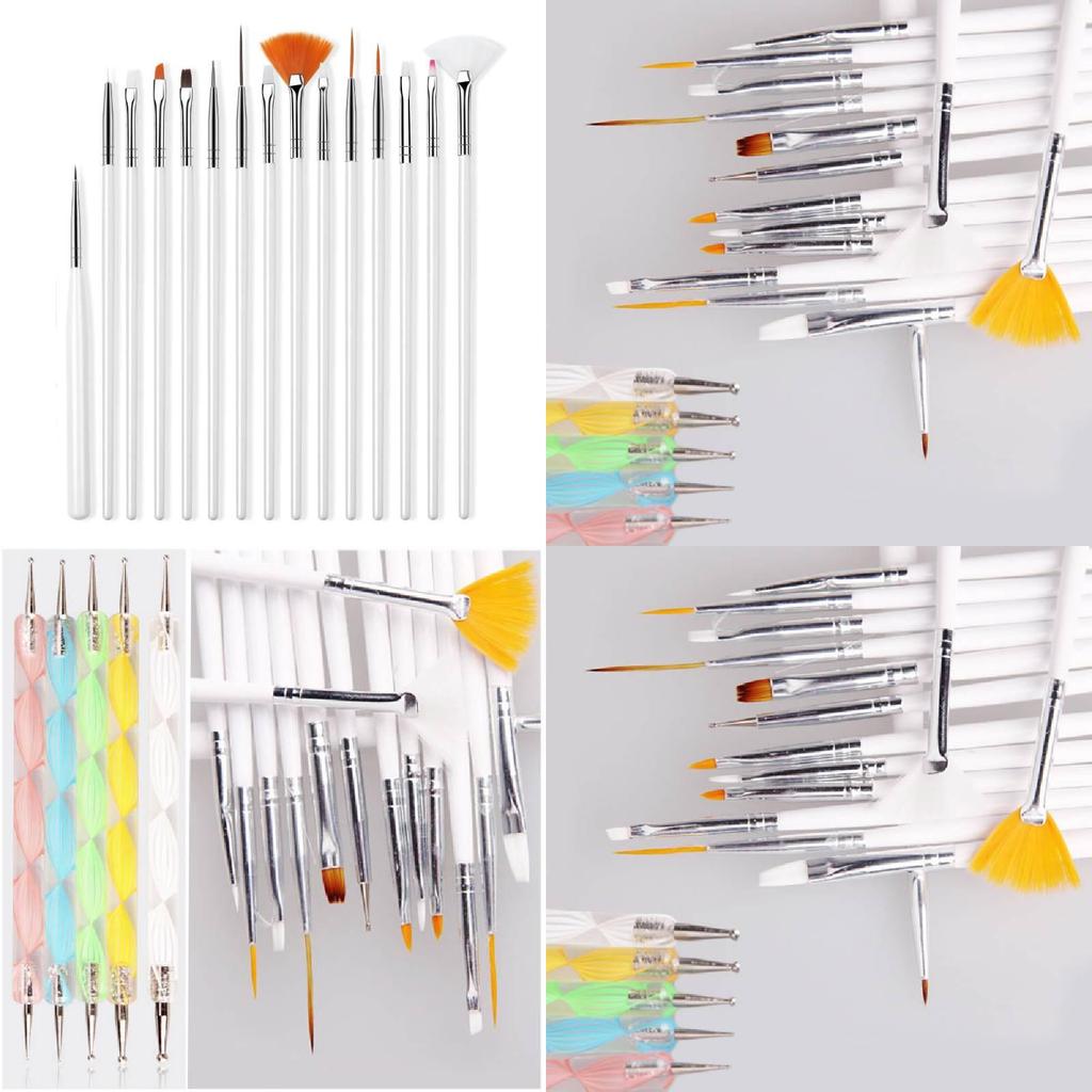 Набор кистей для нейл-арта, 15 шт., с длинными деревянными ручками, для профессионального маникюра и дизайна