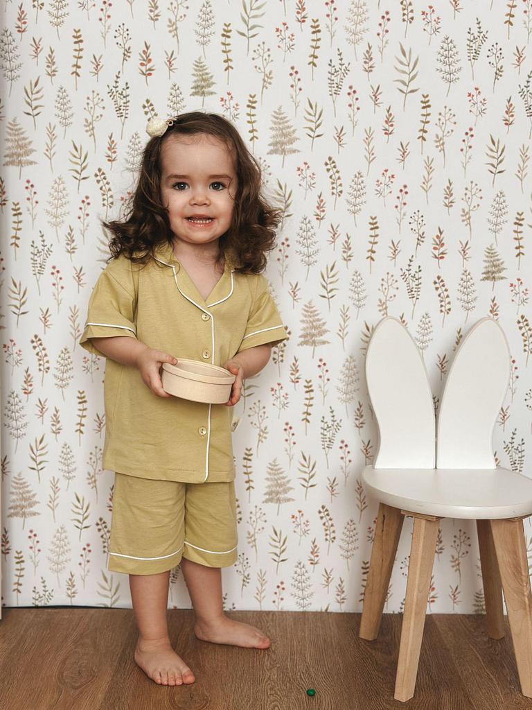 Комплект детской хлопковой пижамы в корейском стиле для всей семьи - Версия с коротким рукавом для девочек и мальчиков