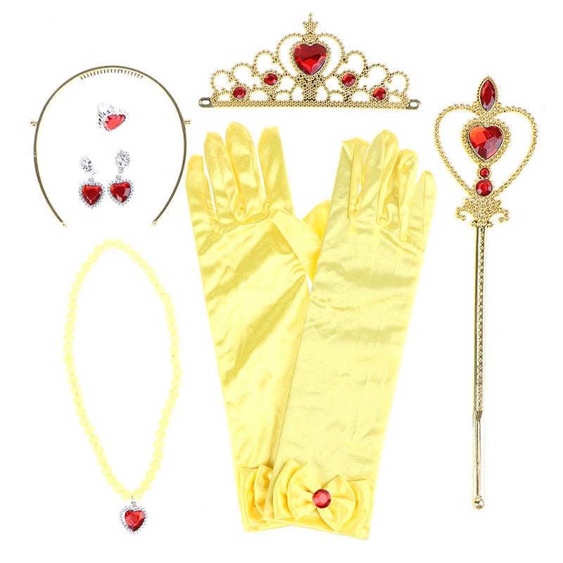 6 шт./компл. Принцесса Корона Волшебная палочка Ожерелье Перчатки Аксессуары Девочки Косметические наборы