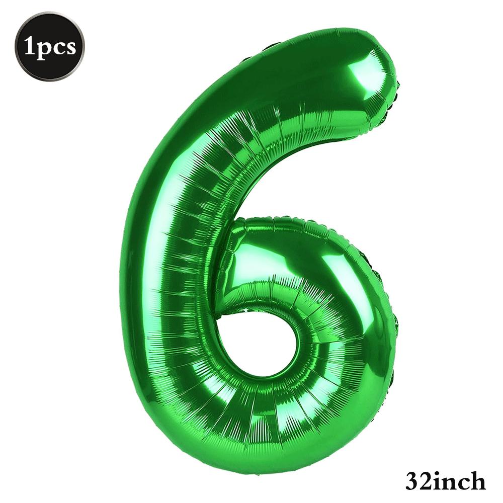 32 Inch Green Number Foil Balloons 0-9 Jungle Safari Theme Soccer Party Decor Kid Boy 1st Birthday Dinosaur Baby Shower Supplies