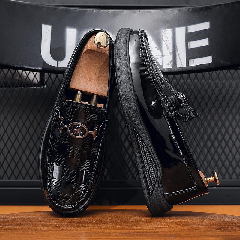 Весна 2025 новая повседневная одинарная обувь мужские британские лоферы на одной педали обувь для вождения повседневная кожаная обувь на мягкой подошве