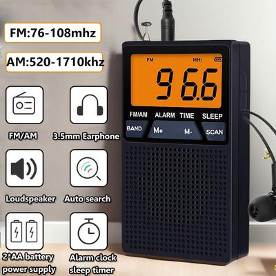 Мини Портативное FM AM Радио ЖК-дисплей Радиоприемник Встроенный Динамик Будильник с Поддержкой 3,5 мм Наушников Таймер Сна
