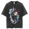 Original Demon Slayer Ghost Slayer Blade Washed Old Loose Cotton T-Shirt Men's and Women's T-Shirt