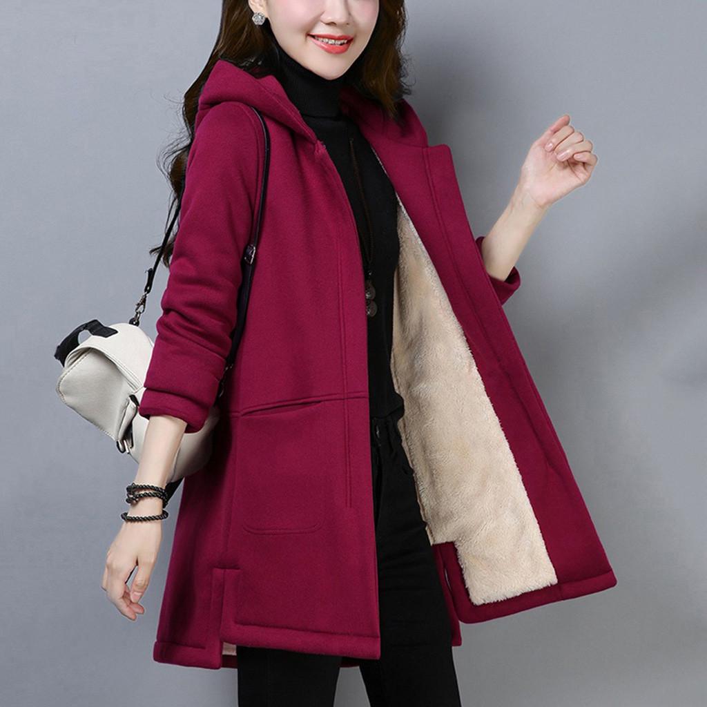 Womens Lapel Cashmere Wool Blend Trench Long Coat Hooded Outwear Oversize Jacket