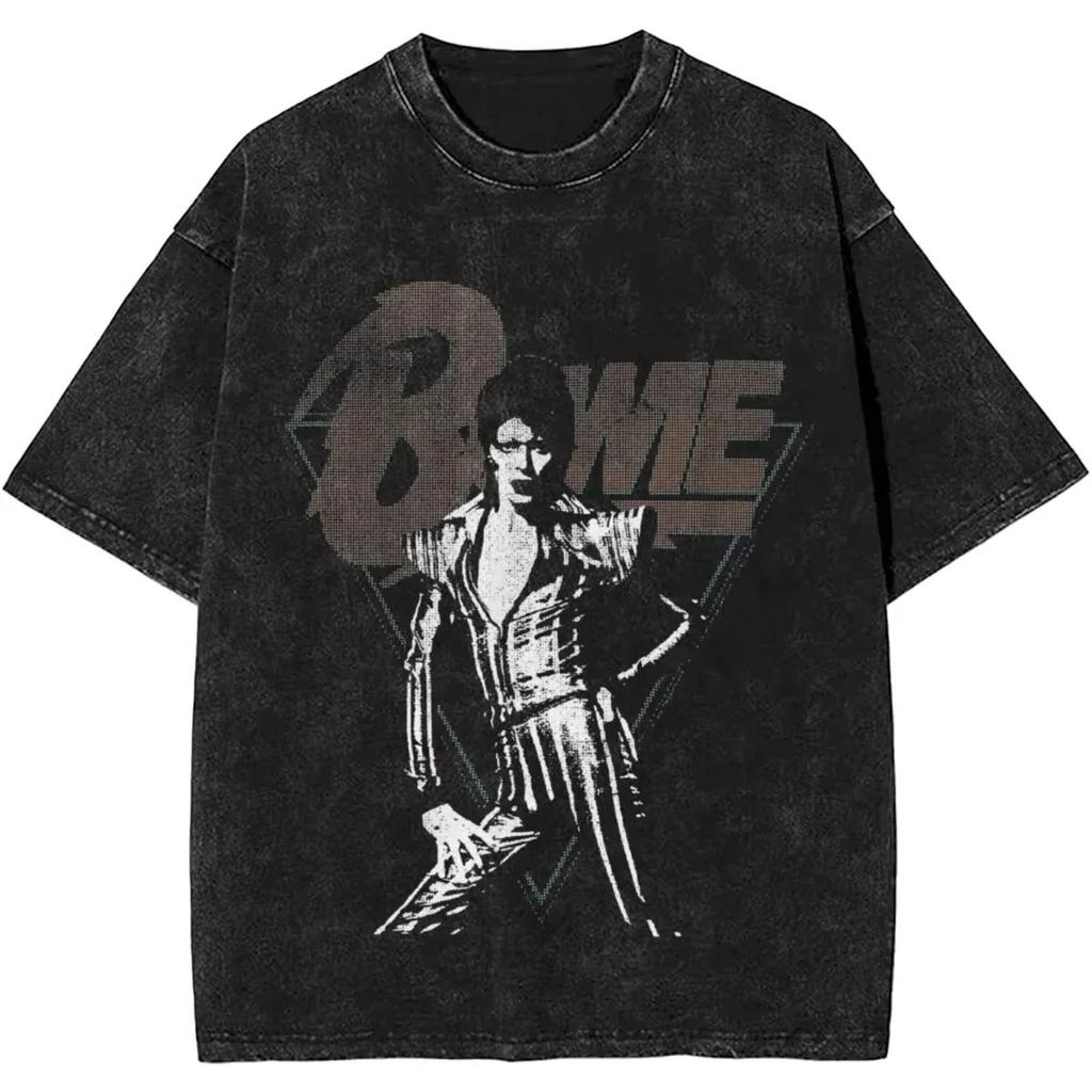 From The s Vintage Washed Graphic Print T Shirt Davids Bowied Vintage Cotton TShirts O Neck Leisure Tees Oversized Clothes