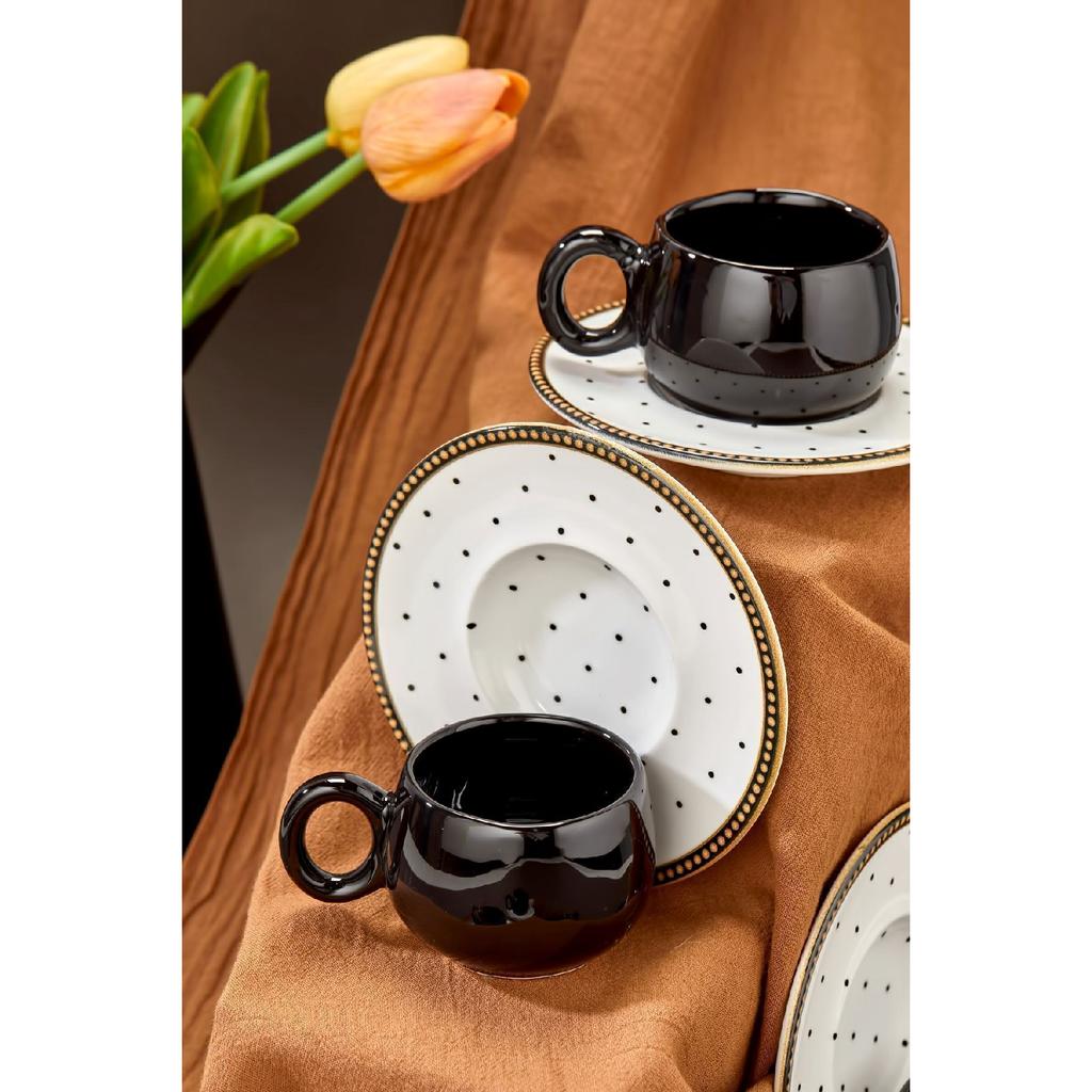 Набор кофейных чашек Polka Dot Lux из 12 предметов на 6 человек, набор белых чашек для турецкого кофе