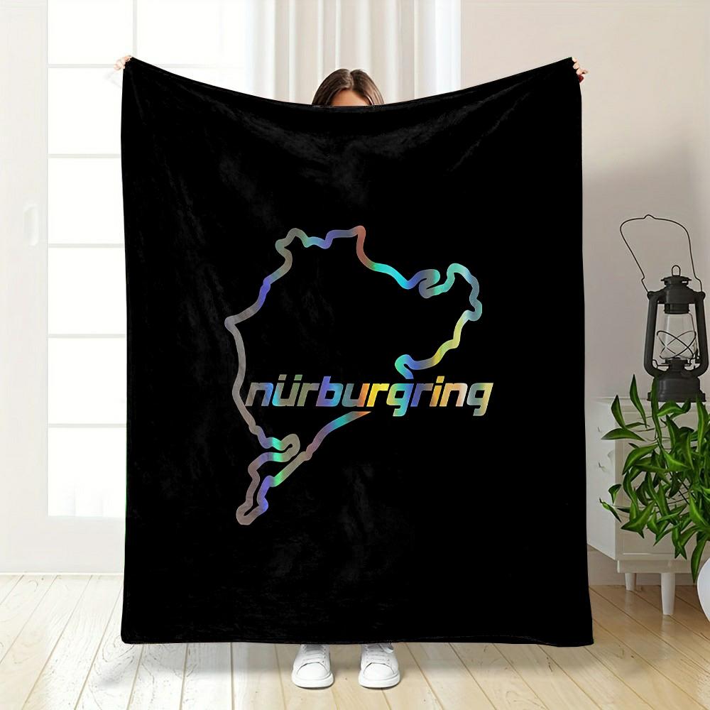 Nürburgring Track Outline Design Patterned flannel blanket perfect for the bedroom living room, sofa, or a little nap