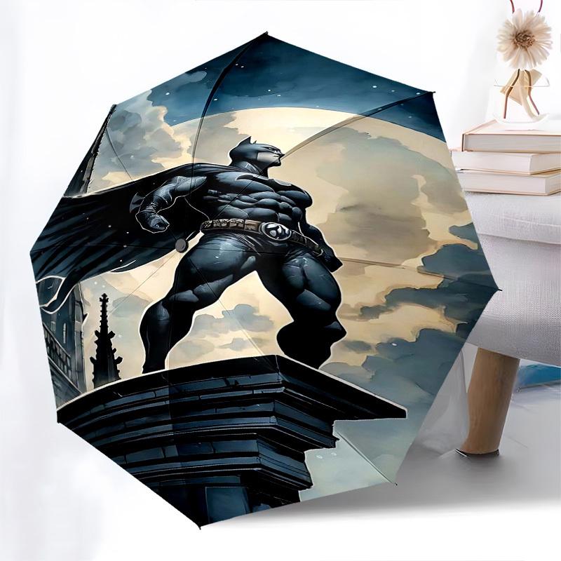 1pc Batman full moon Automatic Folding Umbrella - Compact 8-Rib Design, Durable Plastic & Iron1451L