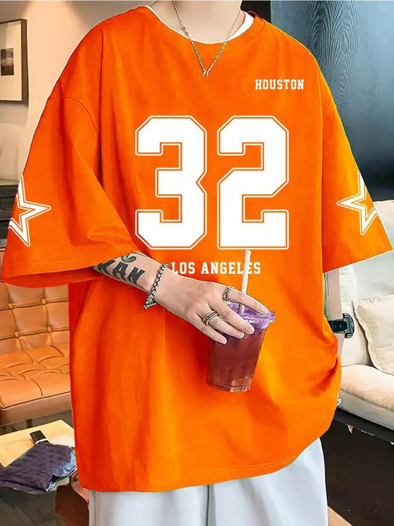 Футболка Los Angels Under The Classic с принтом Letter 32, мужская, с круглым вырезом, свободная, с короткими рукавами, дышащая, мягкая, уличная футболка Harajuku