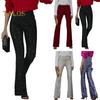 Women Elastic High Waist Flared Pants Sequins Decor Slim Fit Long Trousers High Street Long Pants Streetwear