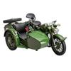 1/10 Alloy Classic Side-car Motorcycle Model Diecast Metal Retro Military Tricycle Motorcycle Model Sound and Light Kid Toy Gift