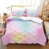Laser Gradual Change Fish Scale 3D Digital Printing Three-Piece Set, Quilt Cover Pillowcase Home Textile Bed Sheet Kit