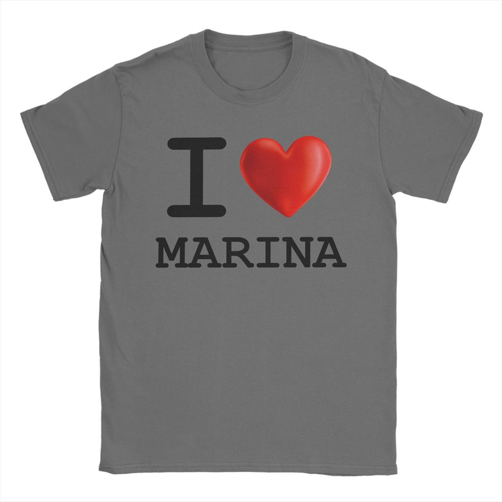 Men TShirt I Love Marina Casual Pure Cotton Tee Shirt Short Sleeve T Shirt Round Neck Clothes New Arrival