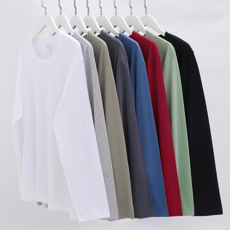 QICED Весенняя мужская футболка с длинными рукавами, трендовая одежда, принт, О-образный вырез, белая повседневная рубашка с длинными рукавами, осенняя одежда, свободная рубашка