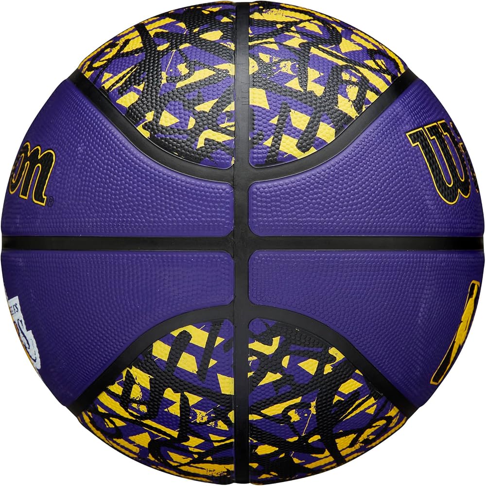 Wilson NBA Граффити Команда Лос-Анджелес Лейкерс Баскетбольный Мяч Размер 7 Наружный Диаметр 24.5 см