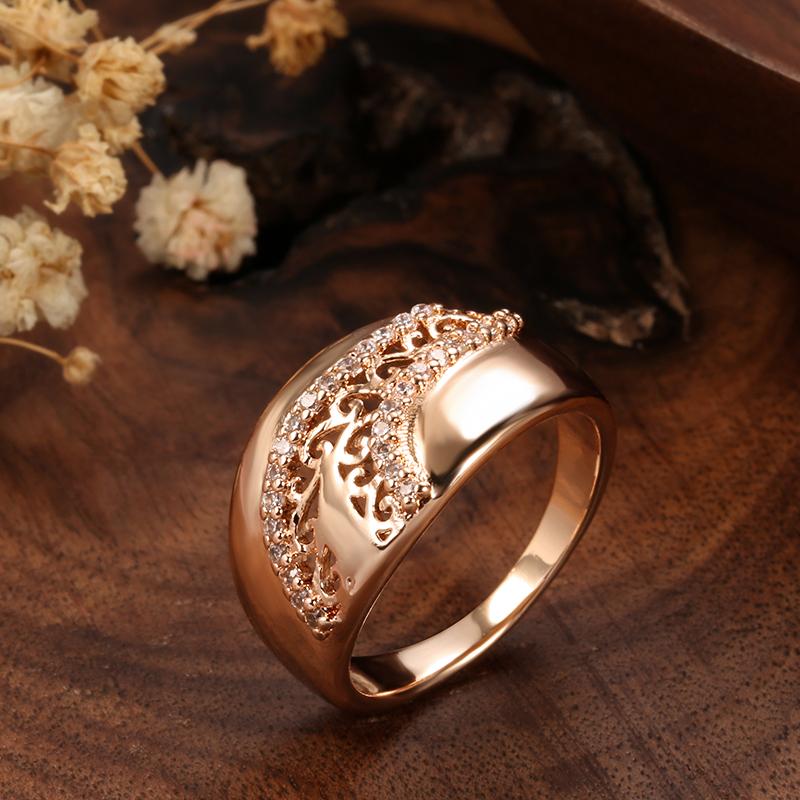 Kinel Glossy Rose Gold Color Rings For Women Big Size Luxury Rings