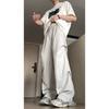 American Ruched Cargo Pants Men's Autumn Stylish Pants Niche Style Drape Wide Leg Handsome Quick-Drying Paratrooper Pants