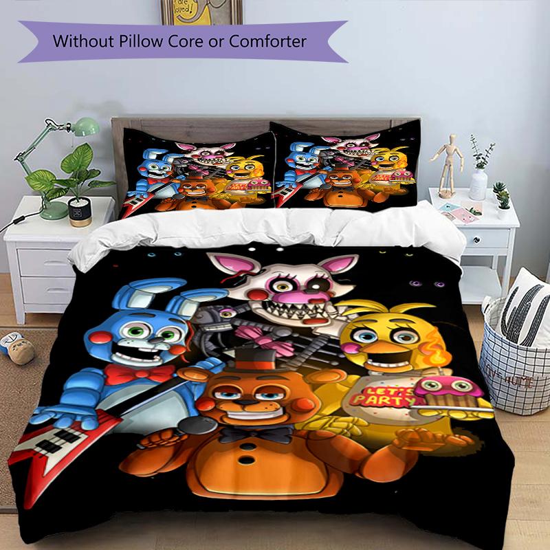 3pcs Freddy Bedding Set Duvet Cover Closure Includes 1 Duvet Cover & 2 Pillowcases, Soft and Comfortable for All Seasons.