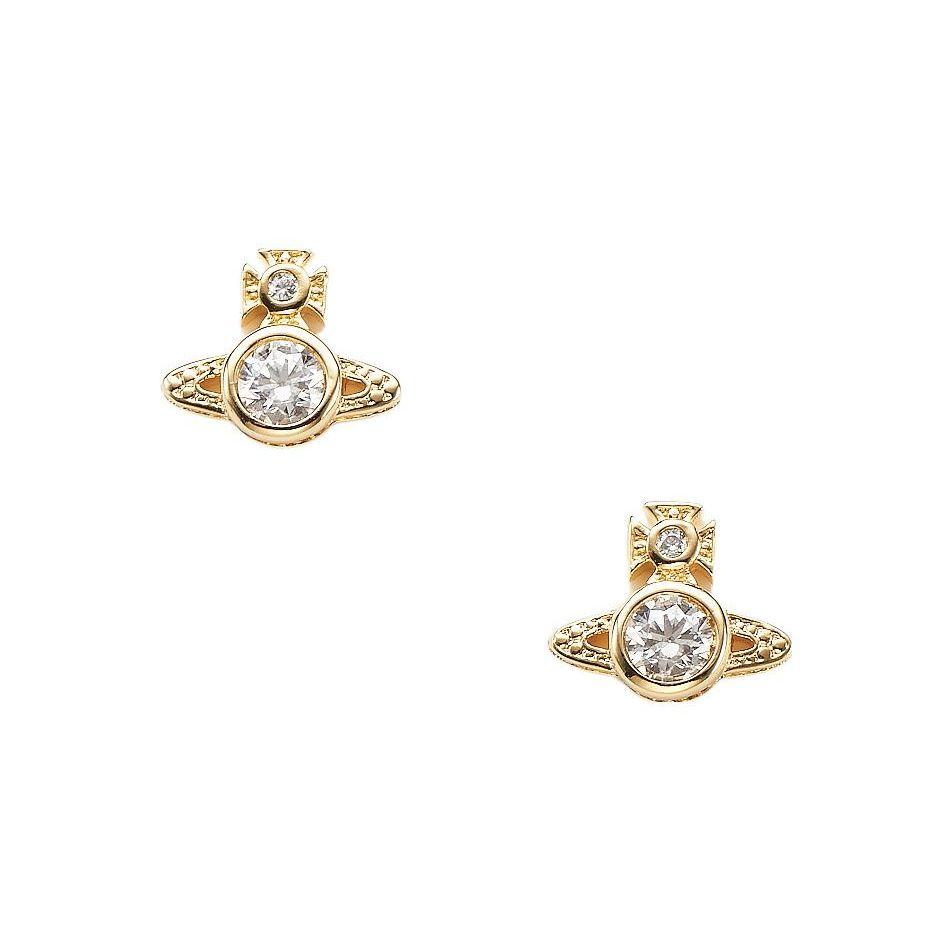 Vivienne Westwood London Orb Pattern Logo Rhinestone Earrings Women earrings 62010220-02P102