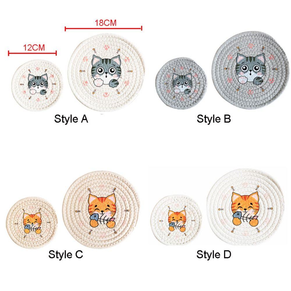Heat Insulation Coaster Non-Slip Pot Pad Table Mats Woven Cotton Placemat  Table Decoration