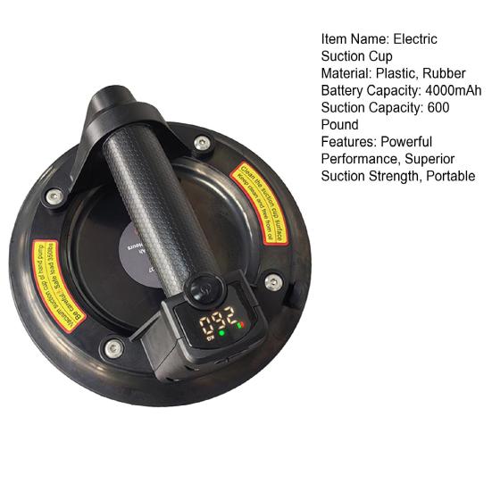 Electric Glass Suction Battery Powerful Motor Cup Lifter with 4000mAh 600lb Max Load Heavy-Duty
