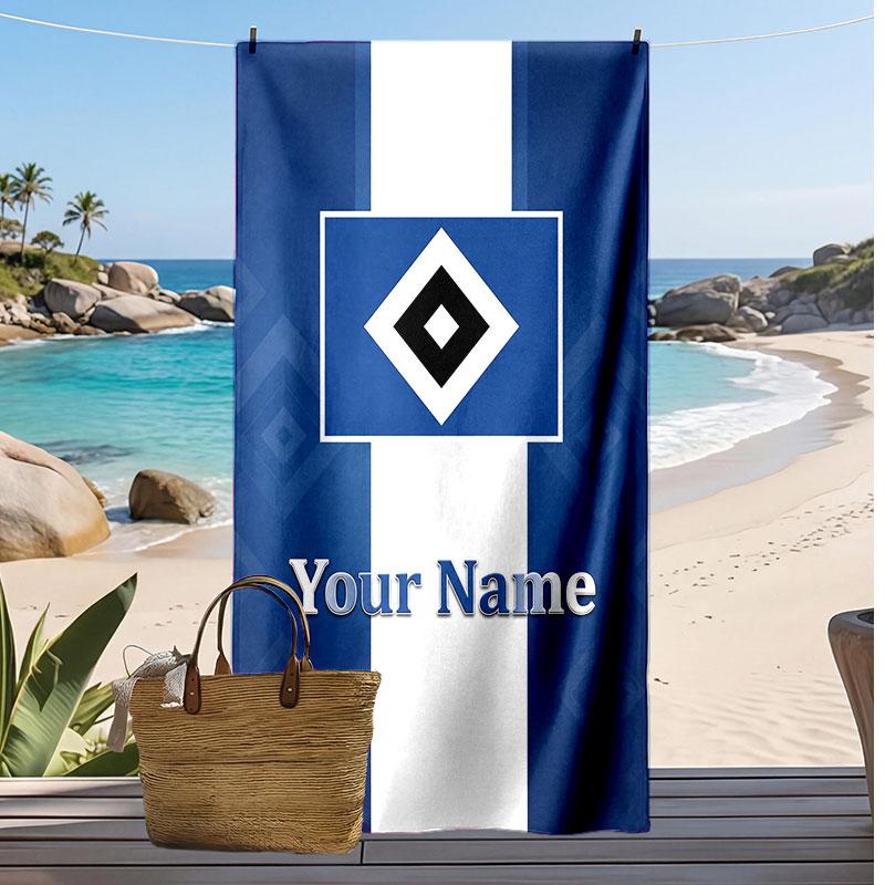 Персонализированное пляжное полотенце Hamburger SV с принтом, логотипом футбольного клуба, поддерживающим, с возможностью добавления имени и текста, впитывающее полотенце для спорта, путешествий, особый подарок