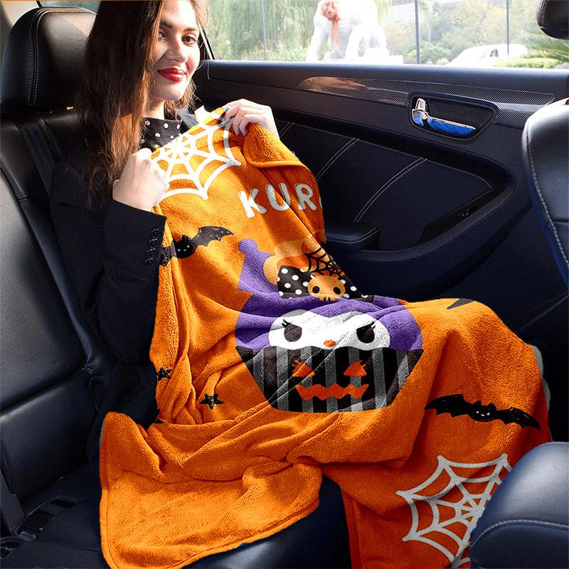 1pc Halloween Kuromi Cartoon Blanket, Seasonal Home Decor Gift for Fans, Soft Throw Blanket for Couch, Living Room, Travel, Camping, Car Blankets, Bea
