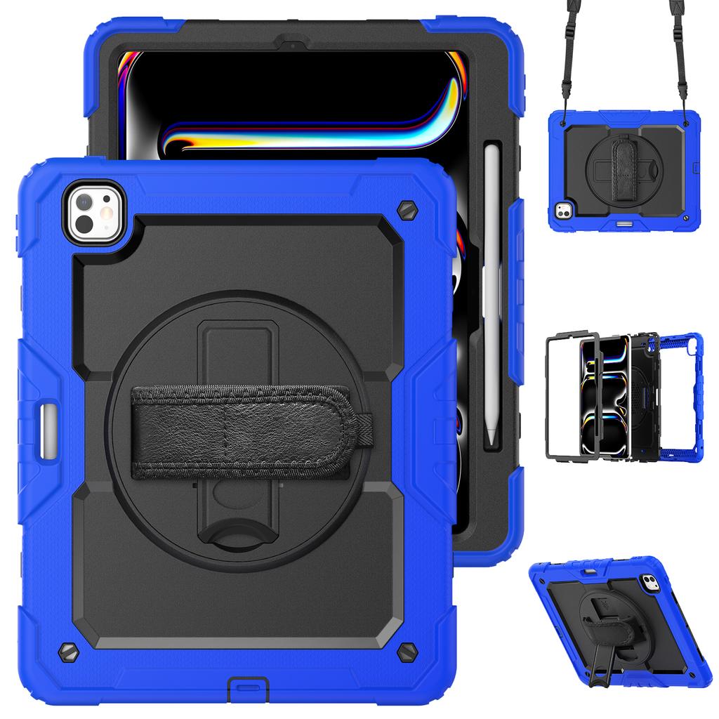 Для iPad Про 13 (2024) Чехол-подставка PC+Силикон для планшета с защитной пленкой для экрана/Ремешком на плечо