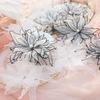 1Pc 3D Embroidered Flowers Appliques Fabric Wedding Gown Mesh Sew Patch For Dress DIY Decoration