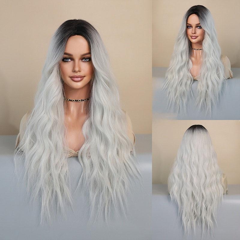 Светлый Омбре Синтетический Парик для Женщин Длинный Волнистый Парик для Косплея Лолиты со Средним Пробором Натуральные Волосы Термостойкий