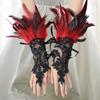 1Pc Sexy Lace Faux Feather Long Glove Gothic Mesh Sleeve Halloween Party Embroidery Mitten Female Stage Accessory