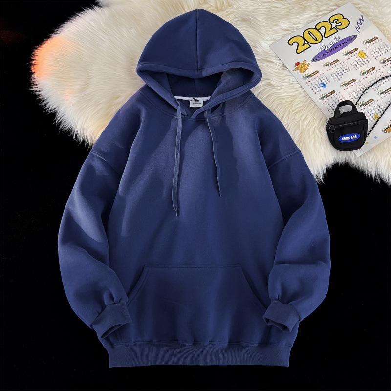 Мужские повседневные свободные толстовки из флиса, однотонные хлопковые свитера с капюшоном, толстовки унисекс с капюшоном, зимняя толстовка