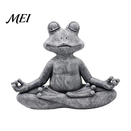 Decorative Sculpture for Outdoor Spaces Meditation Animal Figurine Ornament, Resin Zen Statue, Stress Relief Sitting Cute Garden Landscaping