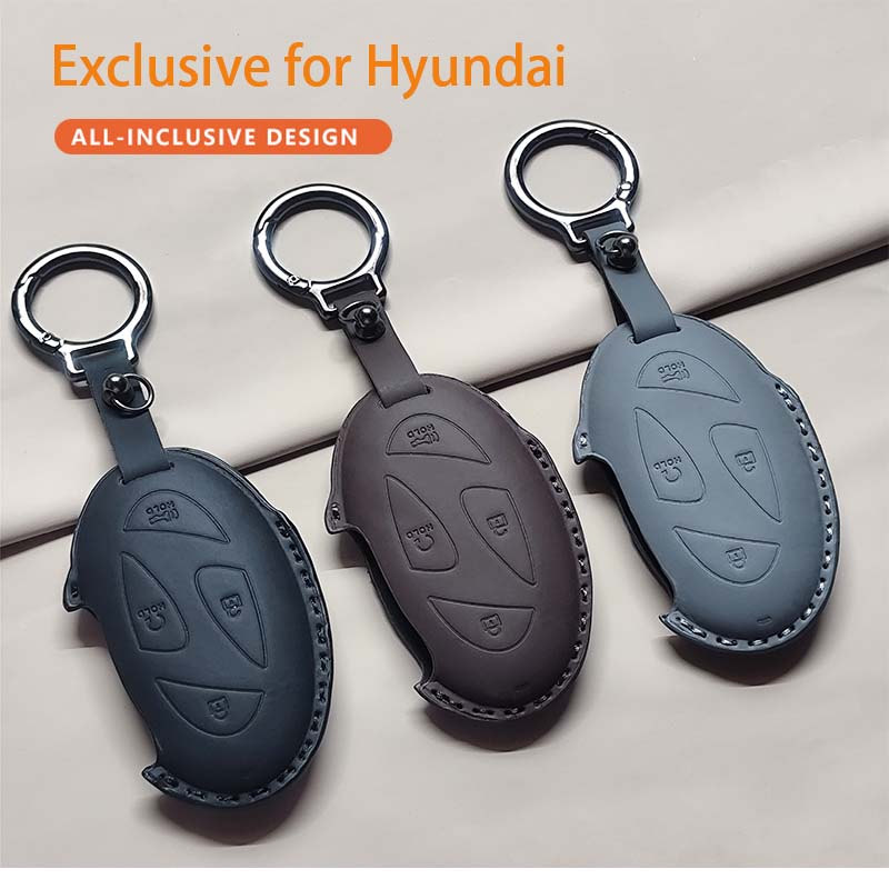 Чехол-брелок для автомобильного ключа Hyundai Grandeur GN7 Kona Ev 2023 Ionic 6 5/7 кнопок Кожаный брелок Прочные роскошные аксессуары