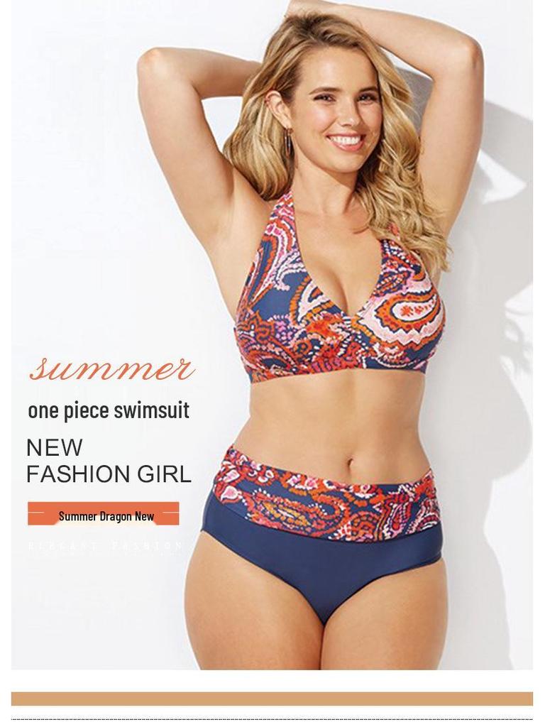 Европейский и американский сексуальный купальник бикини большого размера с принтом - Женский купальник из двух частей