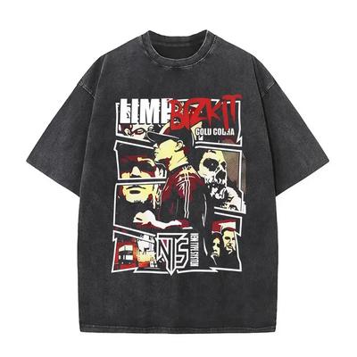 Винтажная футболка с графикой Limp Bizkit, мужская/женская, хип-хоп, повседневная, оверсайз, с коротким рукавом, унисекс, уличная одежда#Цвет(7)
