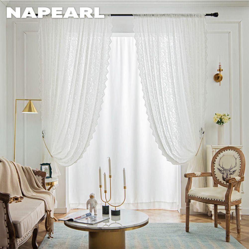 1 шт. NAPEARL, французская элегантная однотонная прозрачная занавеска, вязаная кружевная удобная прозрачная занавеска для гостиной, спальни, балкона, домашний декор