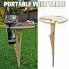 Outdoor Wine Table With Foldable Round Desktop Mini Wooden Picnic Table Collapsible Easy To Carry Wine Rack Party Travel Tools