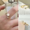 Camellia Open Ring Adjustable Luxury Inlay Flower Decor Finger Ring Accessory