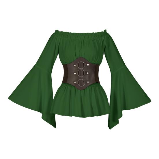 Женский топ с корсетом, средневековый пиратский блузка с открытыми плечами, нестандартные расклешенные рукава, лепестковый подол, костюм для косплея на фестивале
