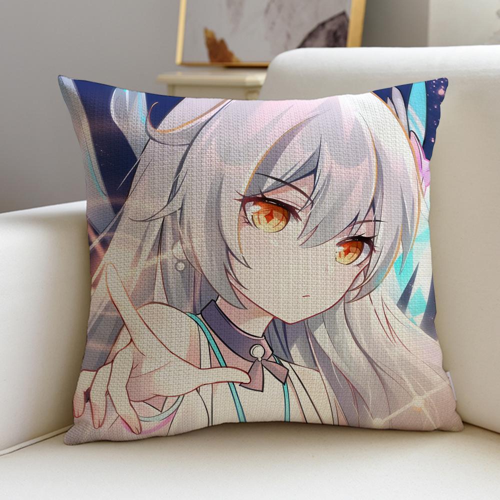 Futuristic HHonkai Star RailS Cushion Cover Breathable and skinfriendly linen pillowcase square removable and washable cushion