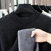Мужская зимняя вязаная термофутболка с воротником-стойкой - С начесом, Утолщенная, Теплая, Повседневная мода