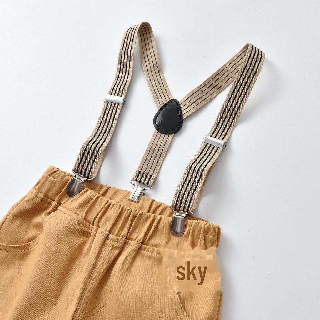 Boys' Gentlemen's Graduation Outfit: Long Sleeve Shirt, Bib Trousers, Host Set for Small & Medium Children, 4 Pieces.