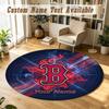 Round Rug Custom NameBoston Red Sox Pattern Non Slip Carpet Home Floor Decor
